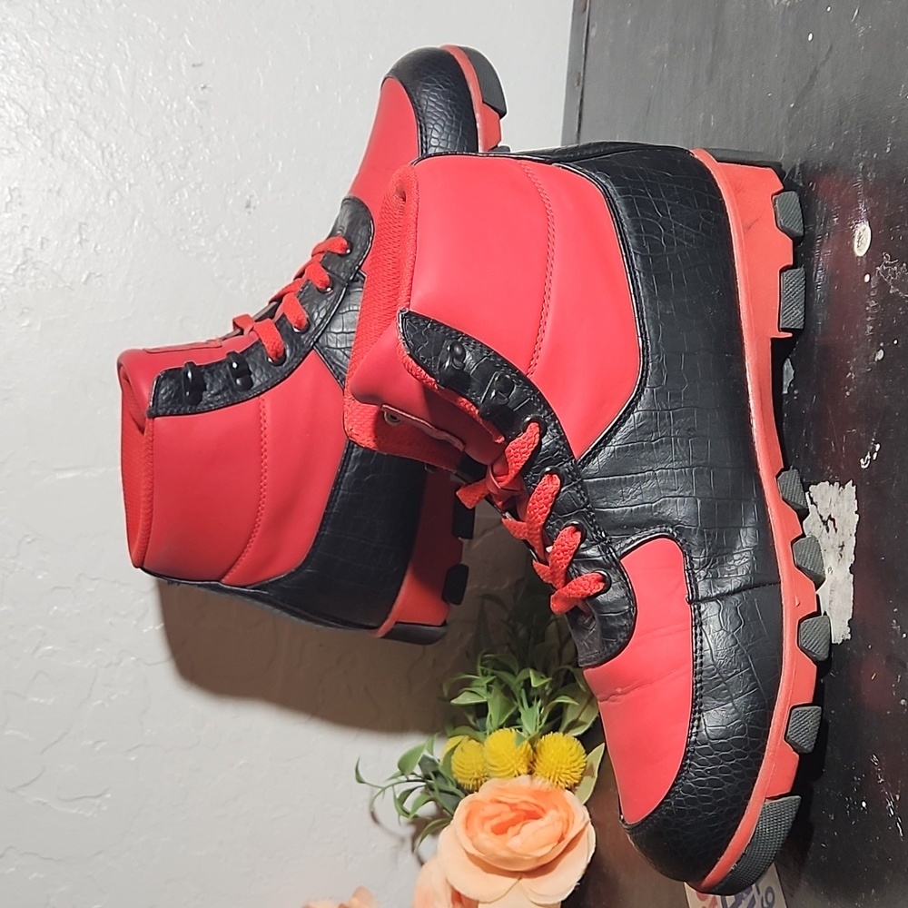 PARISH NATION Red Black Sneaker Boot 9.5 - Picture 4 of 14